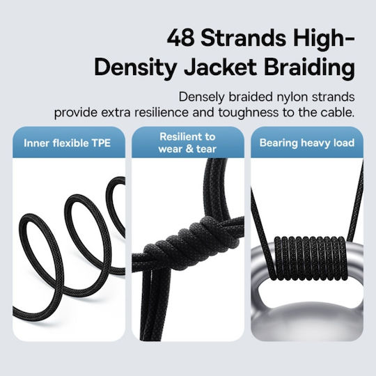 Baseus Gem Braided la Cablu Lightning 20W Negru 2m (P10373001111-01)
