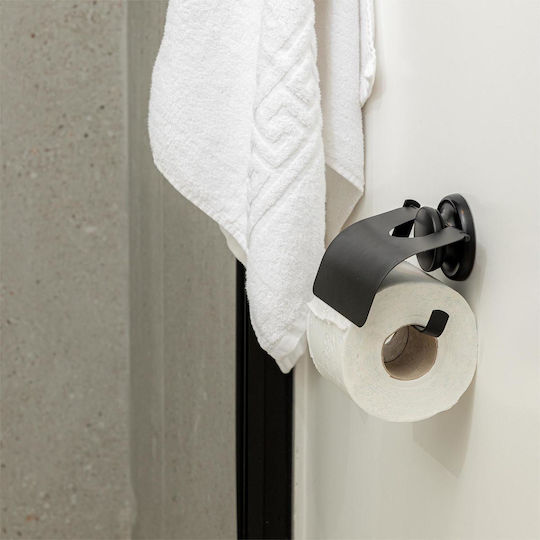 Estia Wall-mounted Paper Holder Metallic with Suction Cup Black