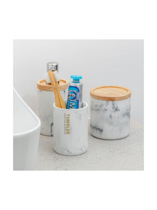 Estia Marble Επιτραπέζια Ποτηροθήκη από Ρητίνη Λευκή