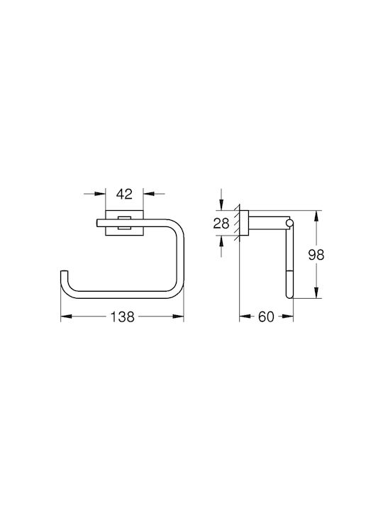 Grohe Essentials Cube Χαρτοθήκη Επιτοίχια Inox Ασημί