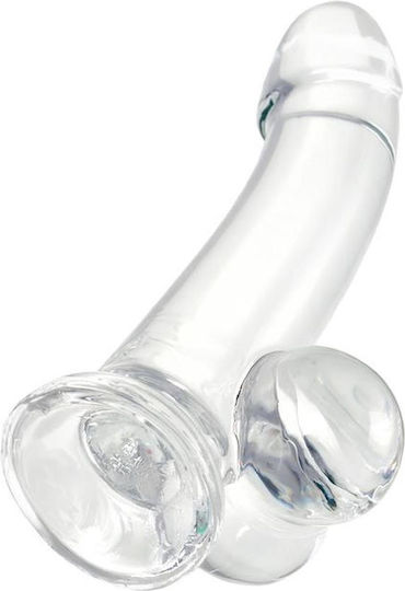Glass Dildo with Balls and Suction Cup Transparent 15cm