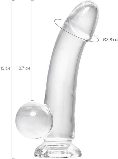 Glass Dildo with Balls and Suction Cup Transparent 15cm