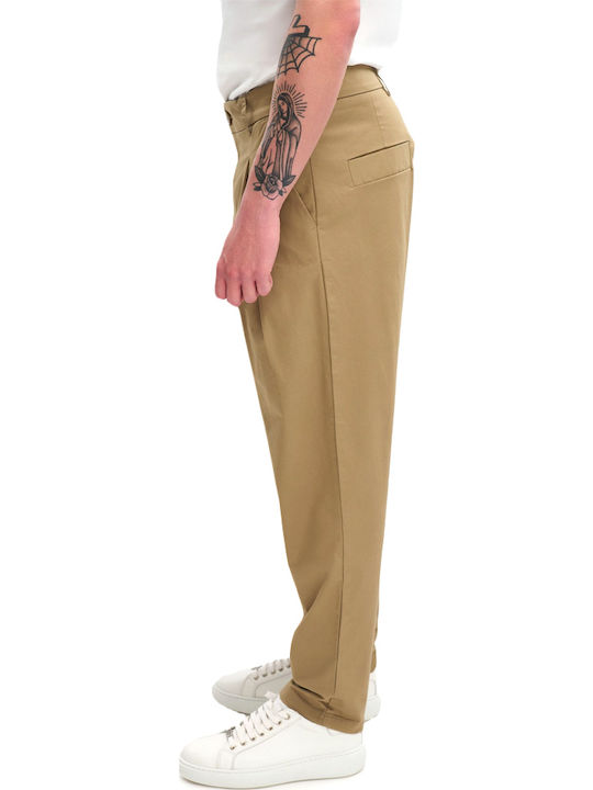 Vilnius Chino Elastic Trousers In Loose Fit Beige