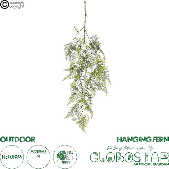 Τεχνητό Διακοσμητικό Κλαδί Φτέρη 89cm GloboStar