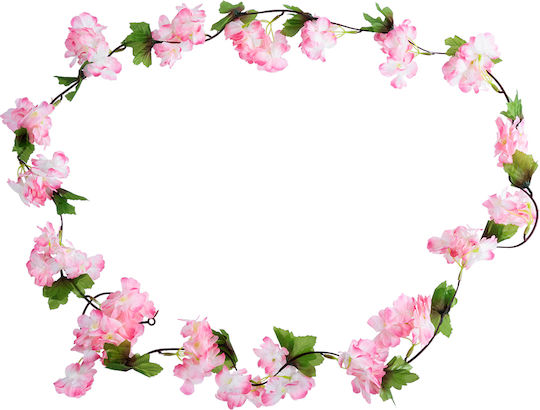 Globostar 78100 Künstliche Hängepflanze Dekorative Blumengirlande 18 Rosa Weiße Kirschblüten & Grünes Laub M20 X H220 X W20cm