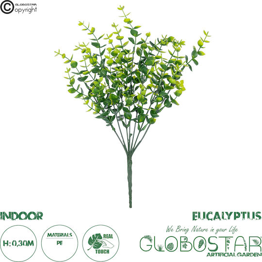 Globostar Artificial Garden Eucalyptus Branch 21065 Διακοσμητικό Κλαδί Ευκάλυπτος Φ25 X Υ30cm