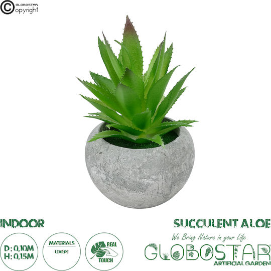 Planta artificială Globostar Aloe Succulent Garden în ghiveci 21037 Plantă decorativă Aloe F10 X H15cm
