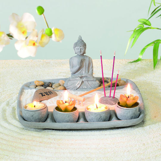 Atmosphera Декоративен Буда от Бетон Zen Garden 23.4x23.2x13см