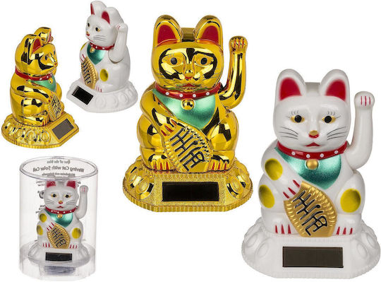 Out of the Blue Decorative Cat Made of Plastic Maneki Neko in Gold 5.5x5.5x8.5cm