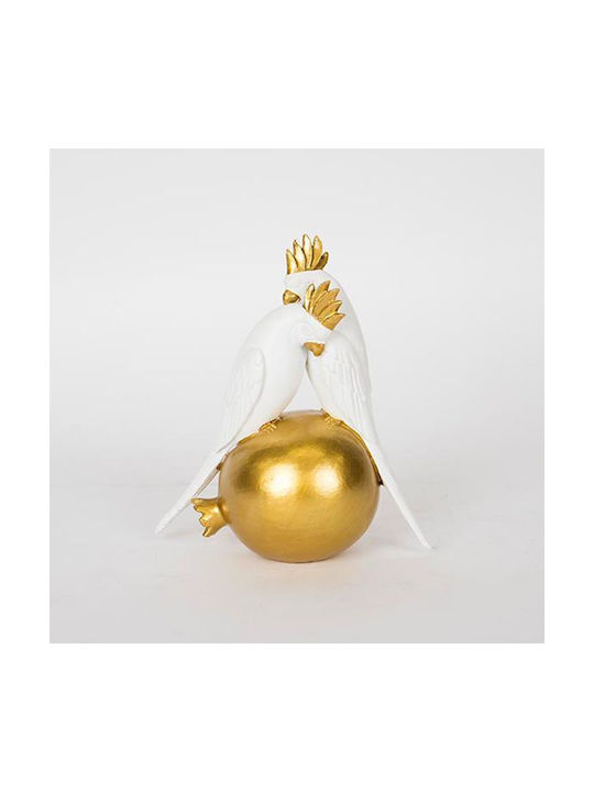 Tischdekorationspapagei Weiß & Gold 15x8x17cm 12935 752-11587