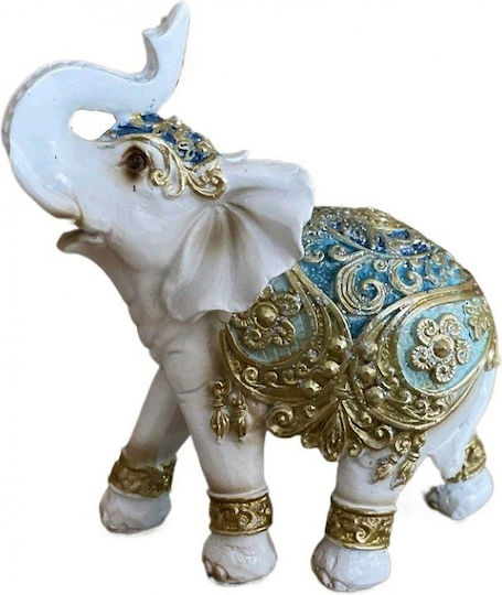 Decorative Polyester Elephant White Gold 14x6x16cm