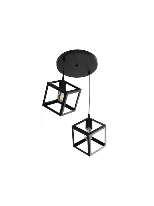 GloboStar Dise Hängelampe Schwarz mit Fassung E27 30x30x70cm.