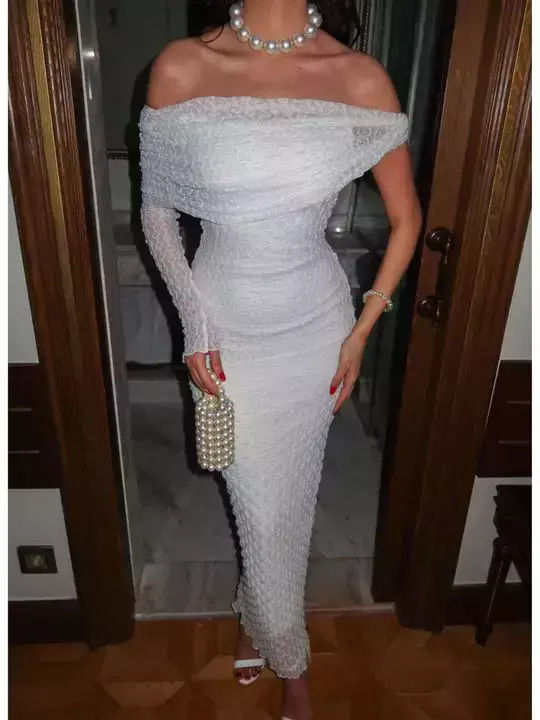 Maxi Damenkleid Für Hochzeit - Taufe Mit Tüll Weiß