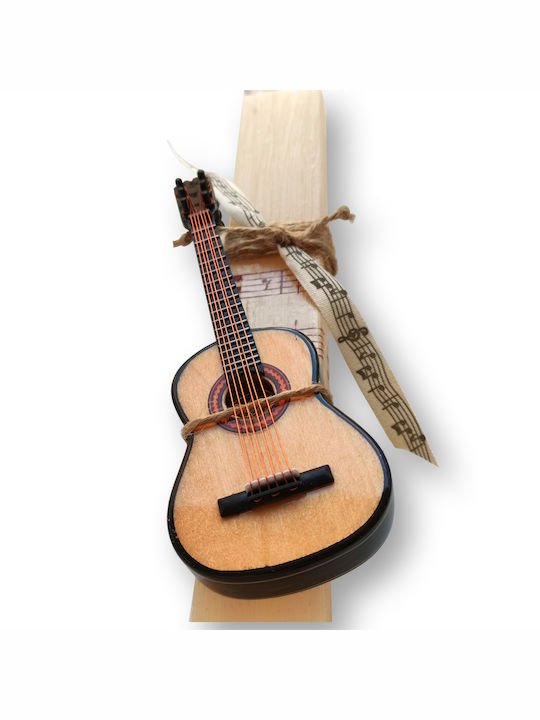 Easter Candle with Musical Instrument Wooden Miniature Classical Guitar