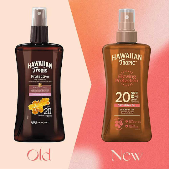 Hawaiian Tropic Protective Dry Oil Αδιάβροχο Αντηλιακό Λάδι για το Σώμα SPF20 σε Spray 200ml