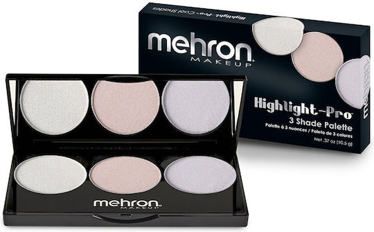 Mehron Highlight-pro 3 Shade Palette Cool Face Body Highlighter 10.5g