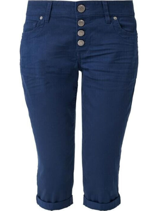 Damen Stoff Capri Hose Dark Blue