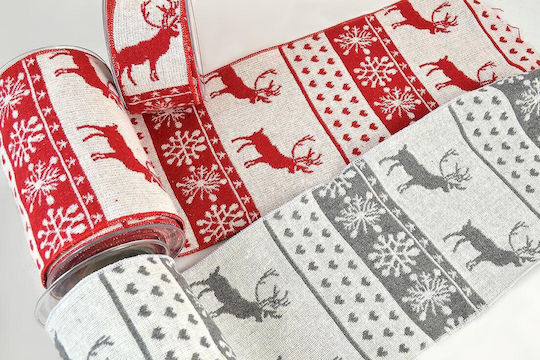 Polyesterstoff Weihnachtsinspiration Weiß-Rot 4,5 m Rot