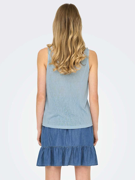 Frida Damen Bluse Ärmellos Light Blue