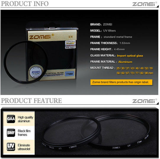 Diat Filter UV / HD 40.5mm for Camera Lenses