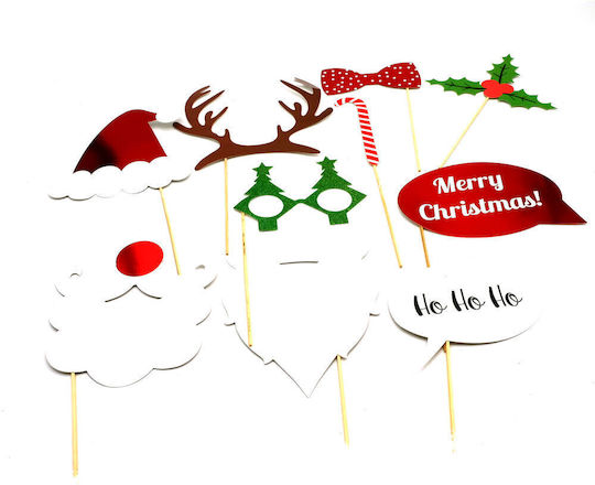 Set of Christmas Photobooth Props for Photos, 10 pieces, 23cm