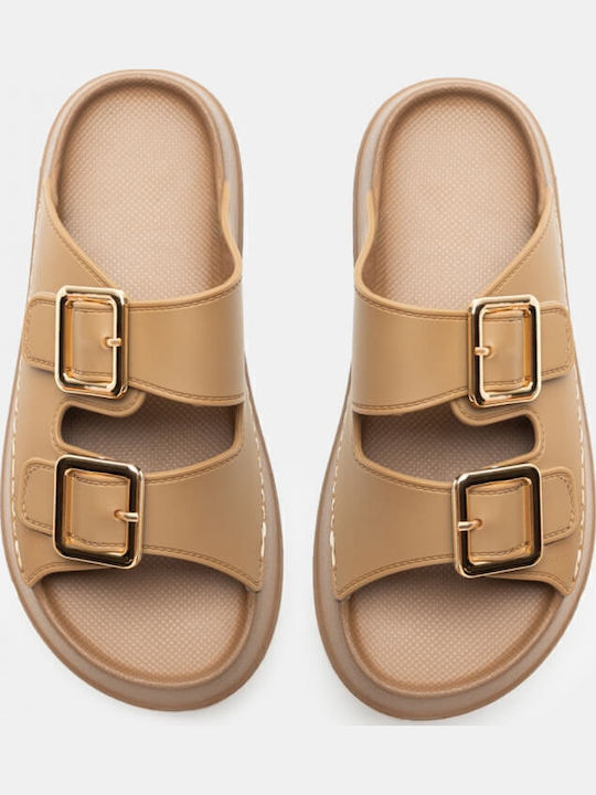 Flache Sandalen für Damen Flatforms in Braun Farbe