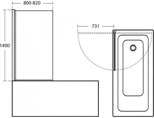 Ideal Standard Connect Σταθερό Πλαϊνό Μπανιέρας 80x140cm Clear Glass
