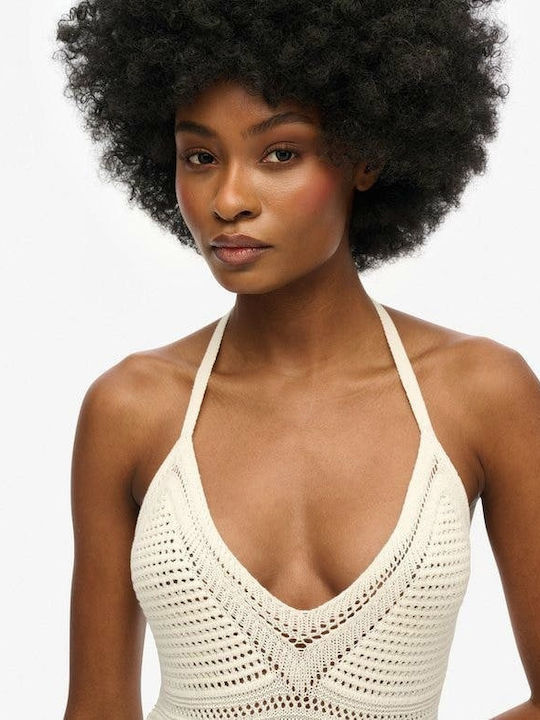 Tassel Summer Midi Knitted White Dress