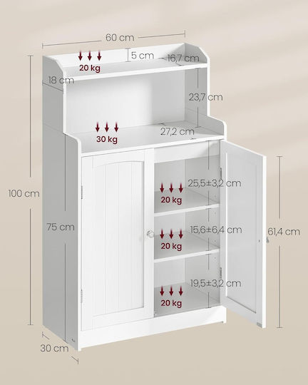 Vasagle Ντουλάπι Μπάνιου 60x30x110cm Λευκό