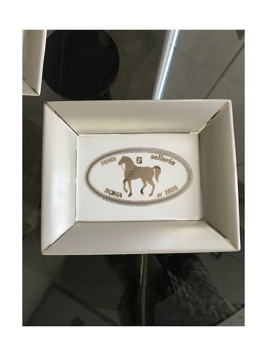 Fendi Ashtray Porcelain Silver White Size 20x16x3cm Code afsvu1