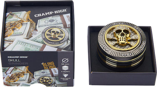 Grinder Bling Skull 50mm Aluminum 4 Parts