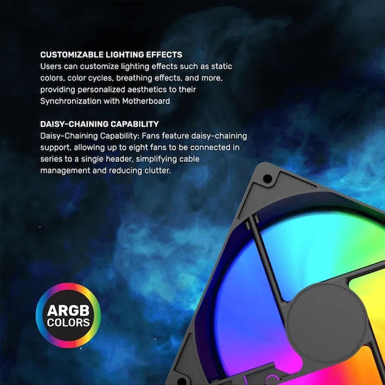Armaggeddon Gehäuselüfter 120mm (1200rpm / 33,84cfm) mit ARGB Beleuchtung 4 Stück