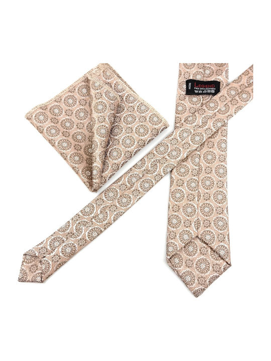 Legend Accessories Set de Cravată pentru Bărbați Tipărit în Culorea Bej