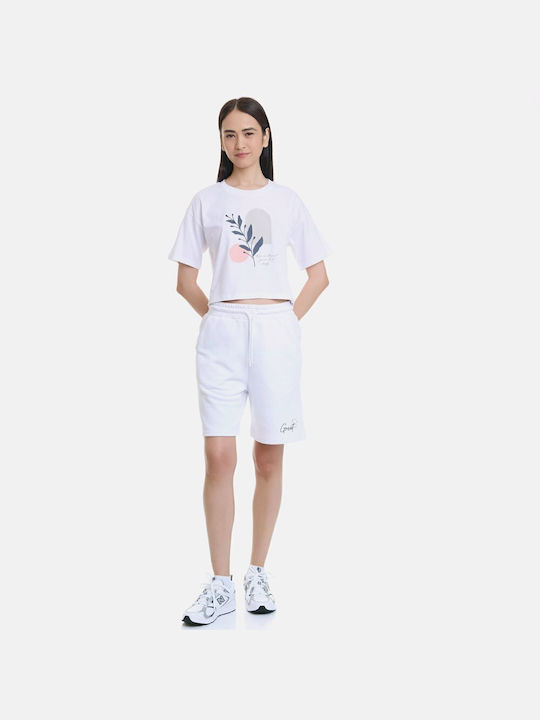 Damen Sportliche Bermuda Weiß