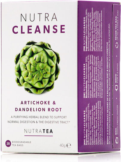 Nutra Tea Cleanse Artichoke & Dandelion Root Digestion & Detox Herbal Tea 40g 20 Sachets