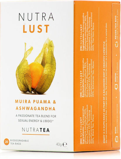 Nutra Tea Lust Muira Puama & Ashwagandha Ερωτική Διάθεση Θεραπευτικό Αφέψημα Γυναίκες & Άνδρες 40gr 20 Φακελίσκοι