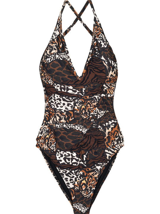 Brown One Piece Swimsuit for Large Bust