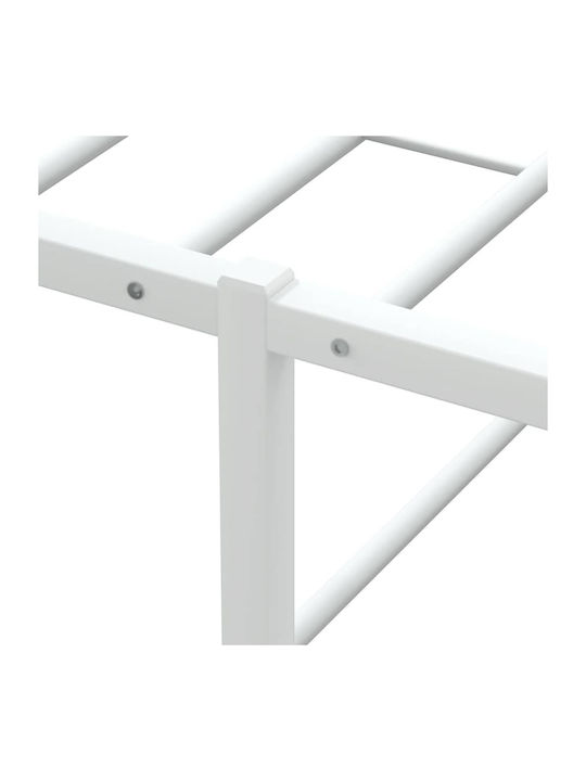 Vidaxl Bed Frame Without Mattress White 160x200cm Metal 1 Piece Double White