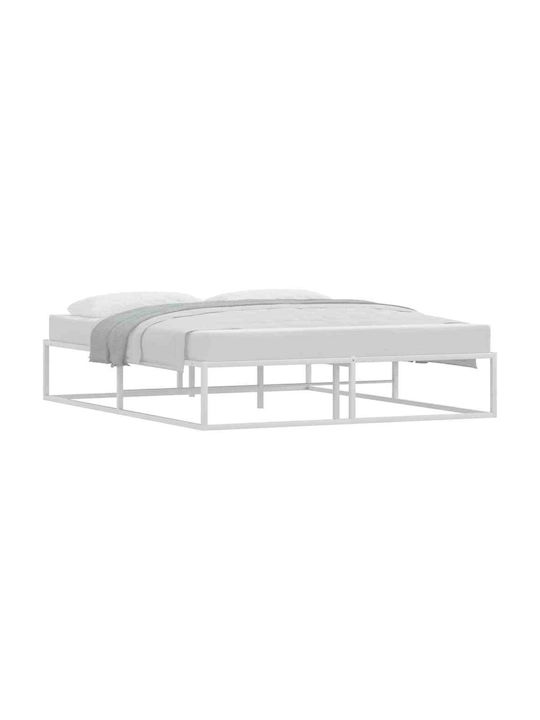 Vidaxl Bed Frame Without Mattress White 160x200cm Metal 1 Piece Double White