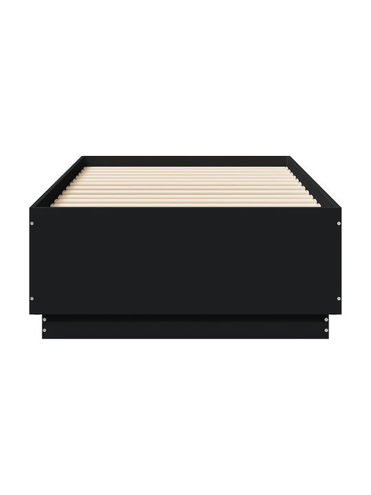 Single Wooden Black Bed Base with Slats for Mattress 90x190cm