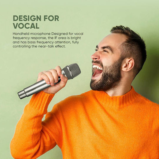 Sonic Gear WM 3000UL Ασύρματο Μικρόφωνο Χειρός για Φωνητικά σε Γκρι Χρώμα Obsidian