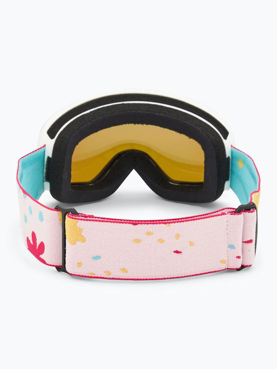 Mască de Schi & Snowboard pentru Copii Albă cu Lentilă Roz Fumurie