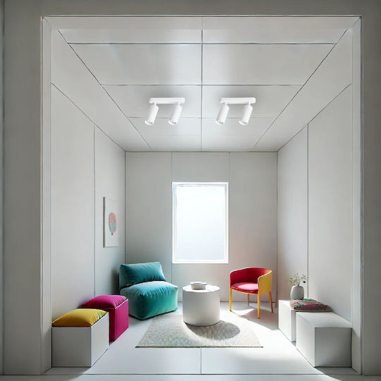 Eko Light Διπλό Σποτ με Ντουί GU10 σε Λευκό Χρώμα