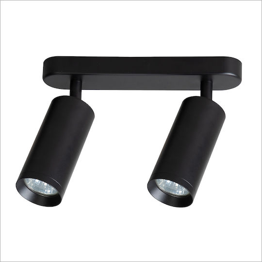 Eko Light Dublu Spot cu Soclu GU10 în Culoare Negru