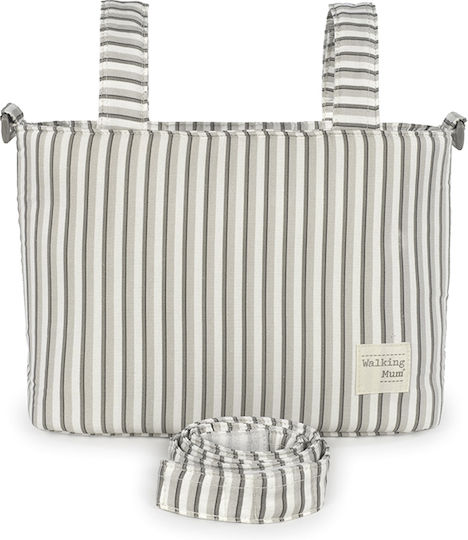 Walking Mum Τσάντα-Αλλαξιέρα Ώμου/Χειρός Botton Stripes Μπεζ 41x25x12εκ.