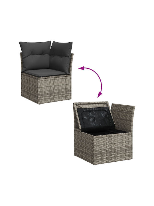 Corner Sofa Outdoor Rattan with Pillows 55x62x69cm
