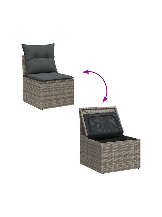 Corner Sofa Outdoor Rattan with Pillows 55x62x69cm