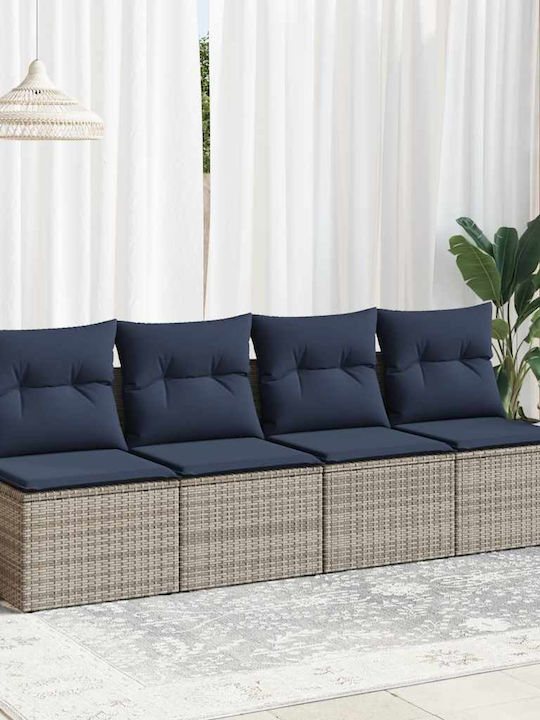 Two-Seater Outdoor Rattan Sofa With Cushions 55x55x69cm