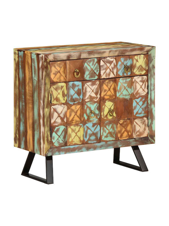 Sideboard made of Solid Wood & Metal with Drawers Colorful 70x35x70cm