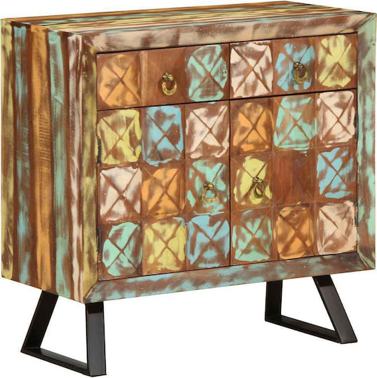 Bufet din Lemn Masiv & Metal cu Sertare Multicolor 70x35x70cm